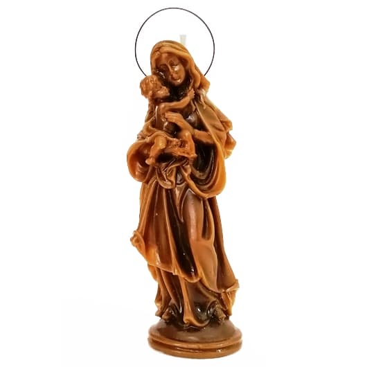 BOUGIE Vierge Marie et enfant Jésus en cire vierge. Demandes en général, de tout genre.Vous pouvez renforcer le rituel avec de el huile des plantes